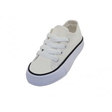 BB327-W - Wholesale Child's Comfortable Cotton Canvas Lace Up Shoes ( * White Color )